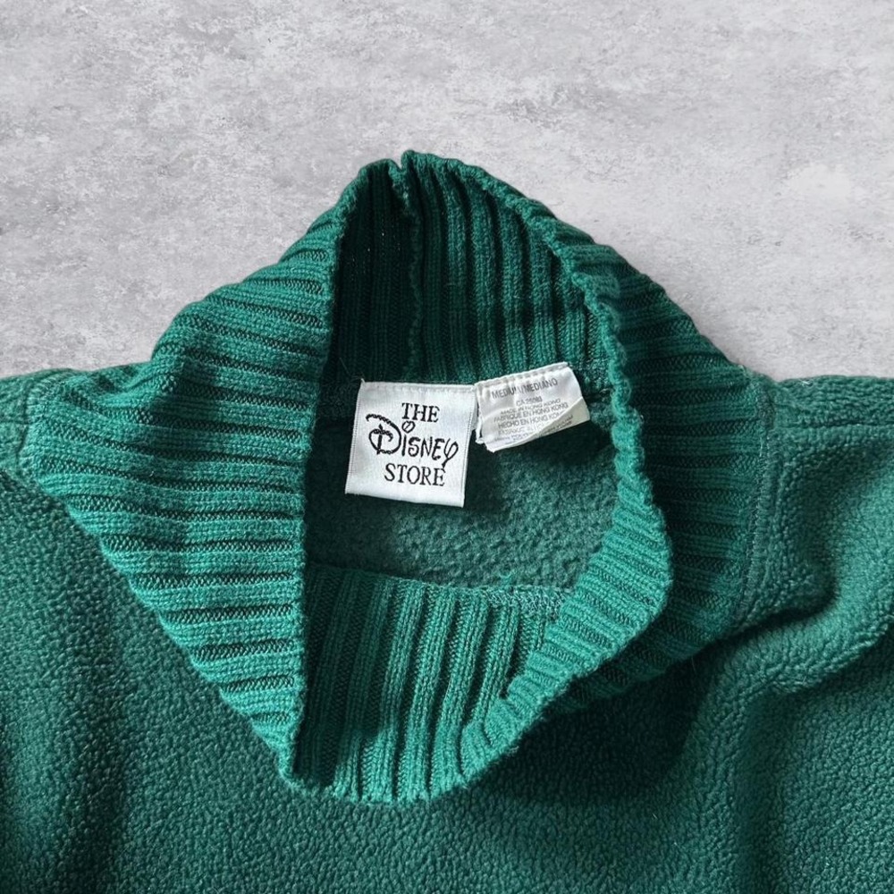 Disney Store‎ Winnie the Pooh Christmas Fleece Mock Neck Green Medium Vintage - Picture 6 of 6